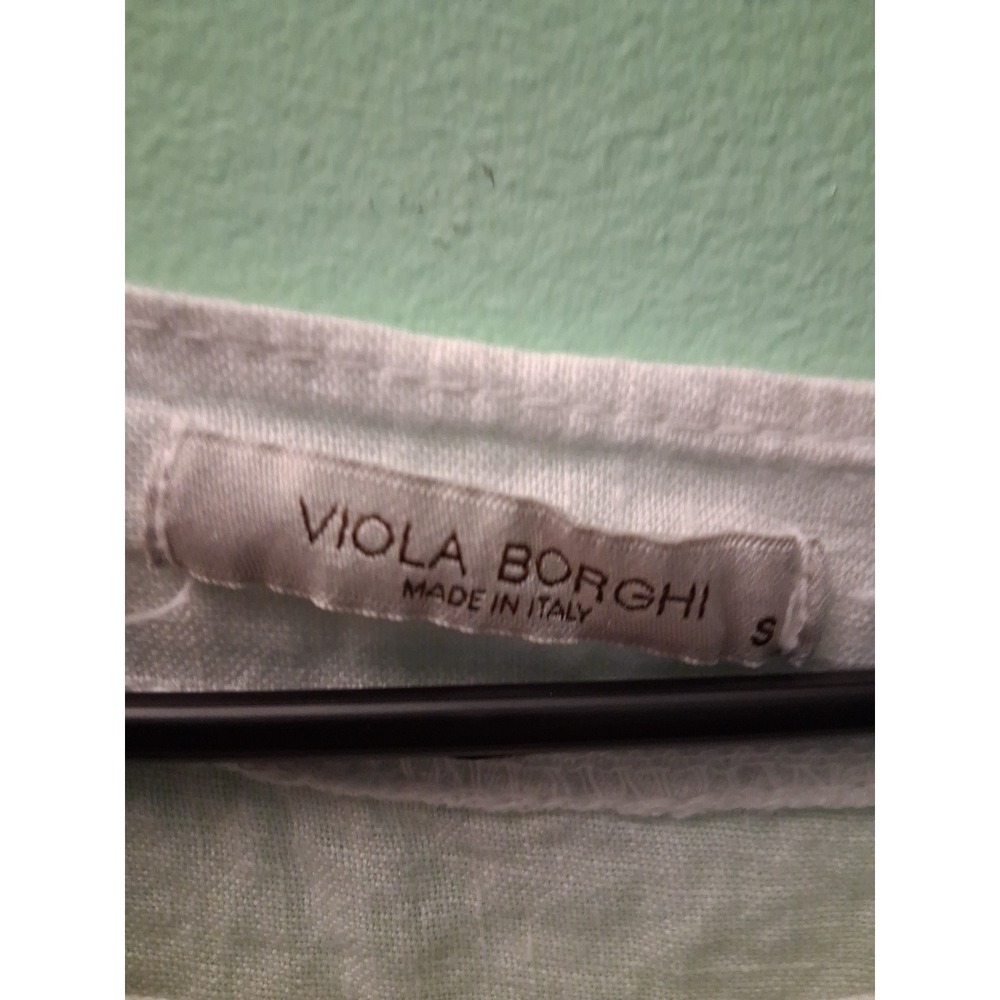 Viola Borghi Top 100% Linen Made In Italy White Boho Beach Flowy Summer Sz S - Picture 4 of 9